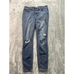Paige Jeans Womens Sz 28 Blue Verdugo Ankle Distressed Whiskered Faded Denim